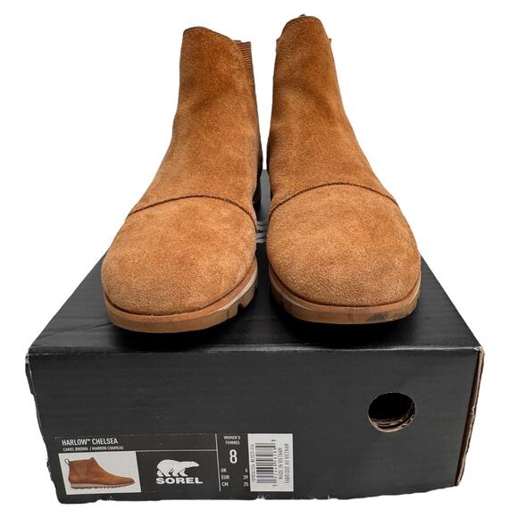 Sorel Harlow Chelsea Boots Camel Brown Suede Waterproof fall winter Women’s 8 - Picture 8 of 16